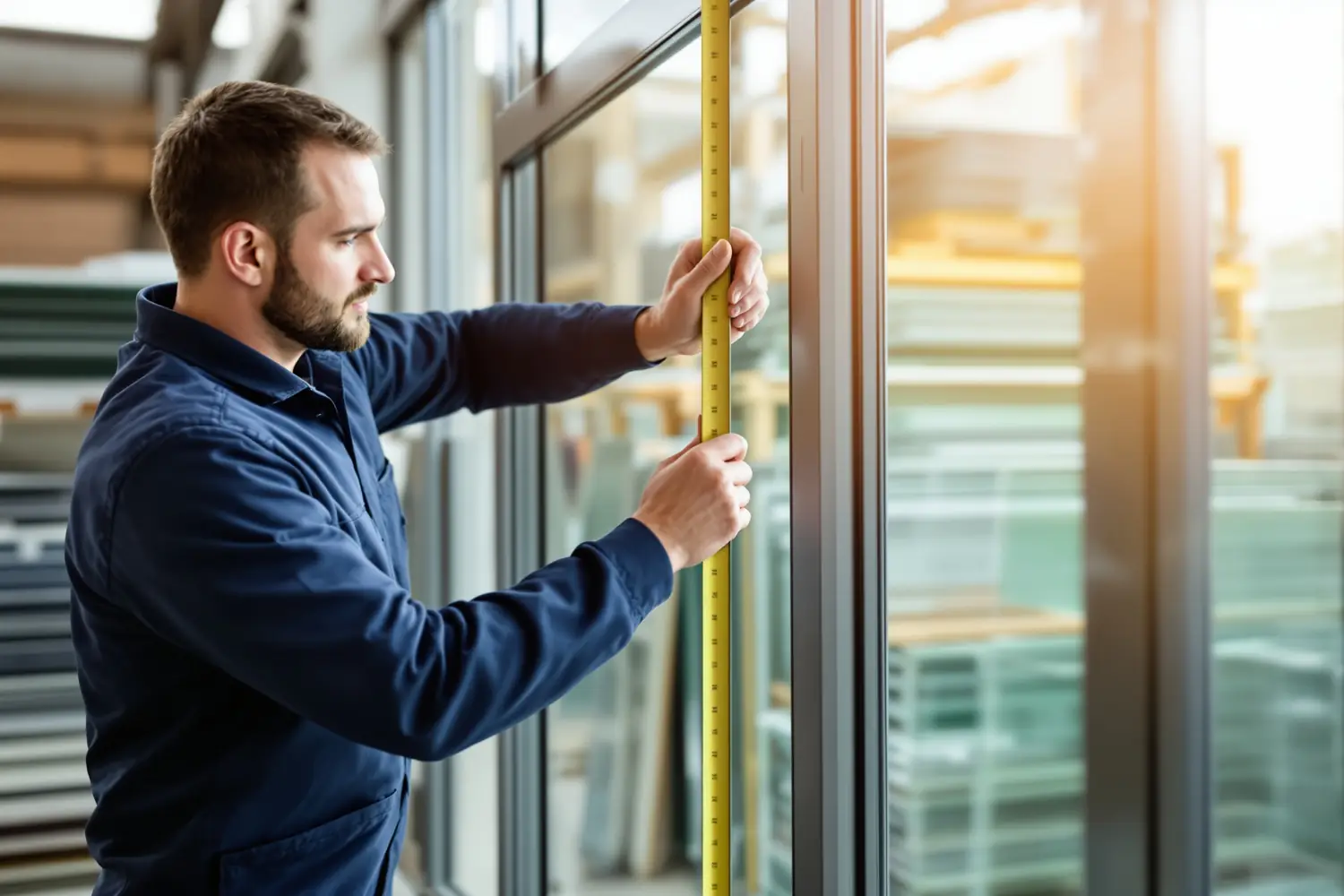 Réparateur partenaire Réparation Porte Patio Québec mesurant un double vitrage de porte patio